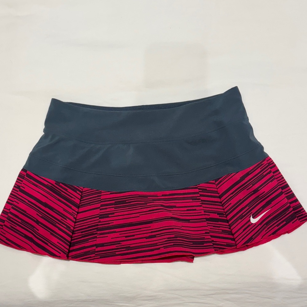 Nike Women's Pink and Charcoal Striped Skater Tennis Skirt